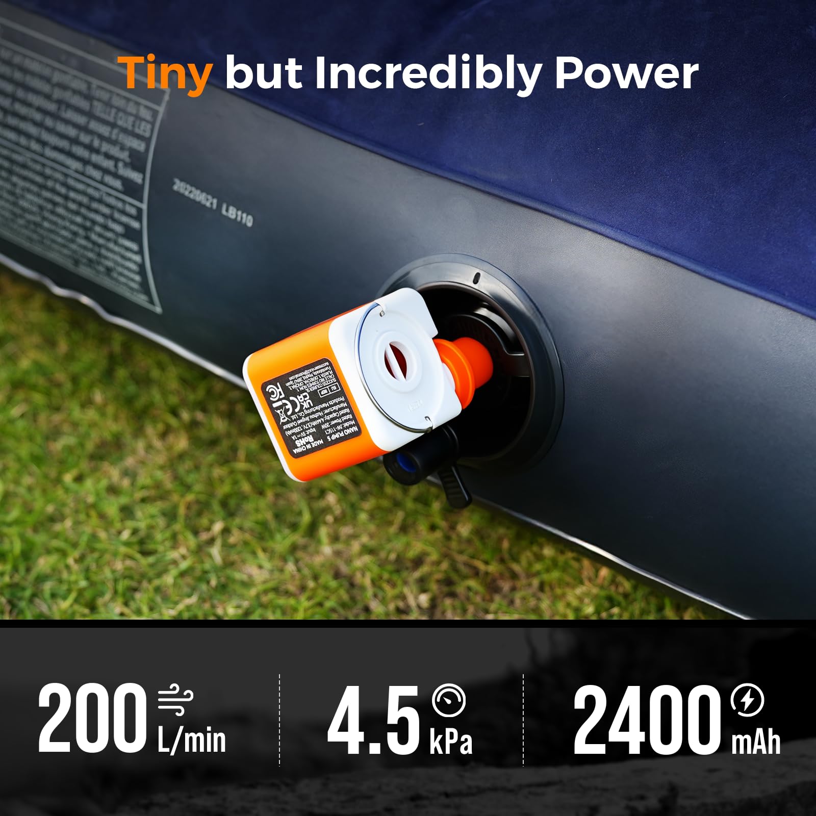 VOLLYC Air Pump for Inflatables with 2400mAh Battery & Camping Light - View 2