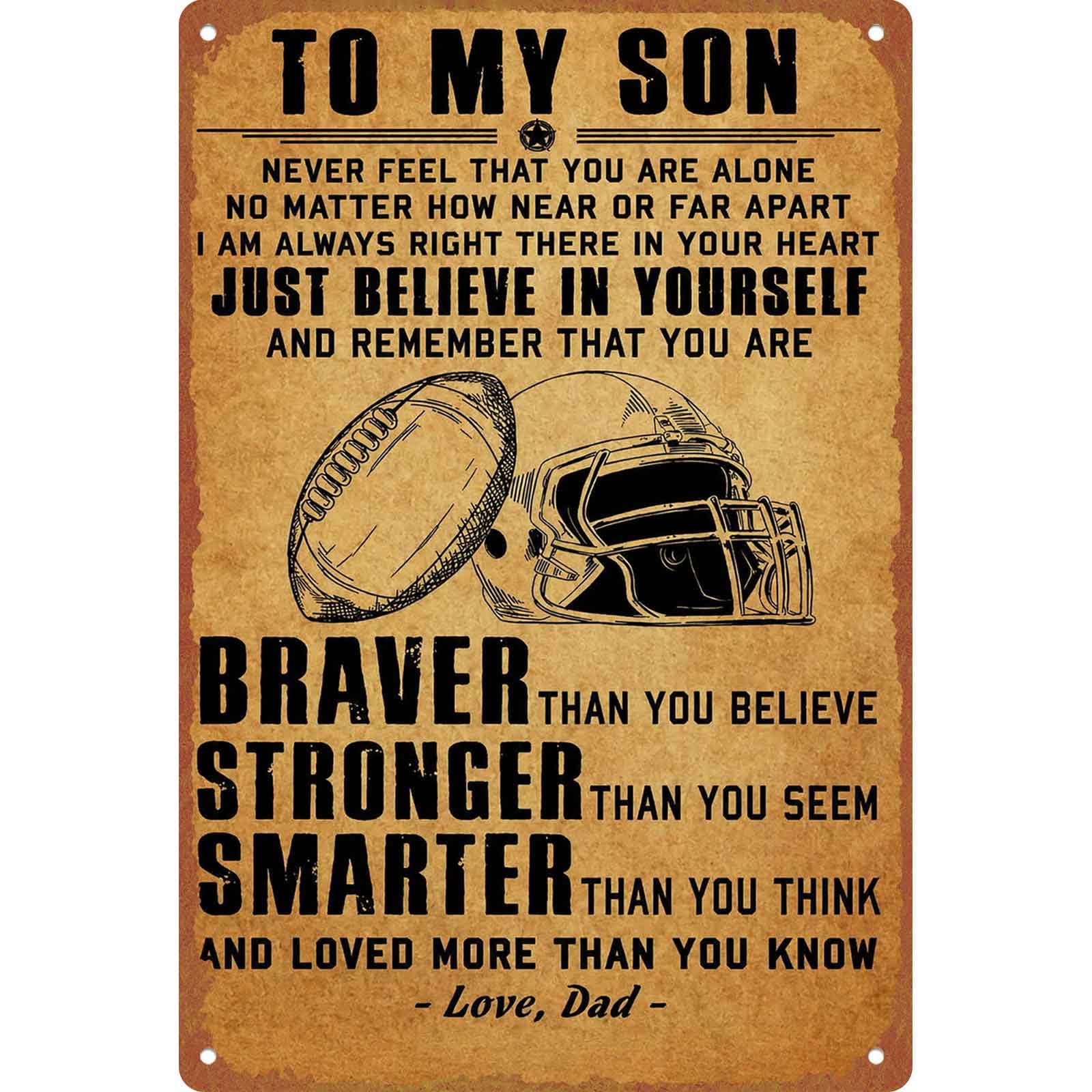 Vintage Football Theme Aluminum Metal Sign, 8x12 Inch, To My Son - Product Imagery