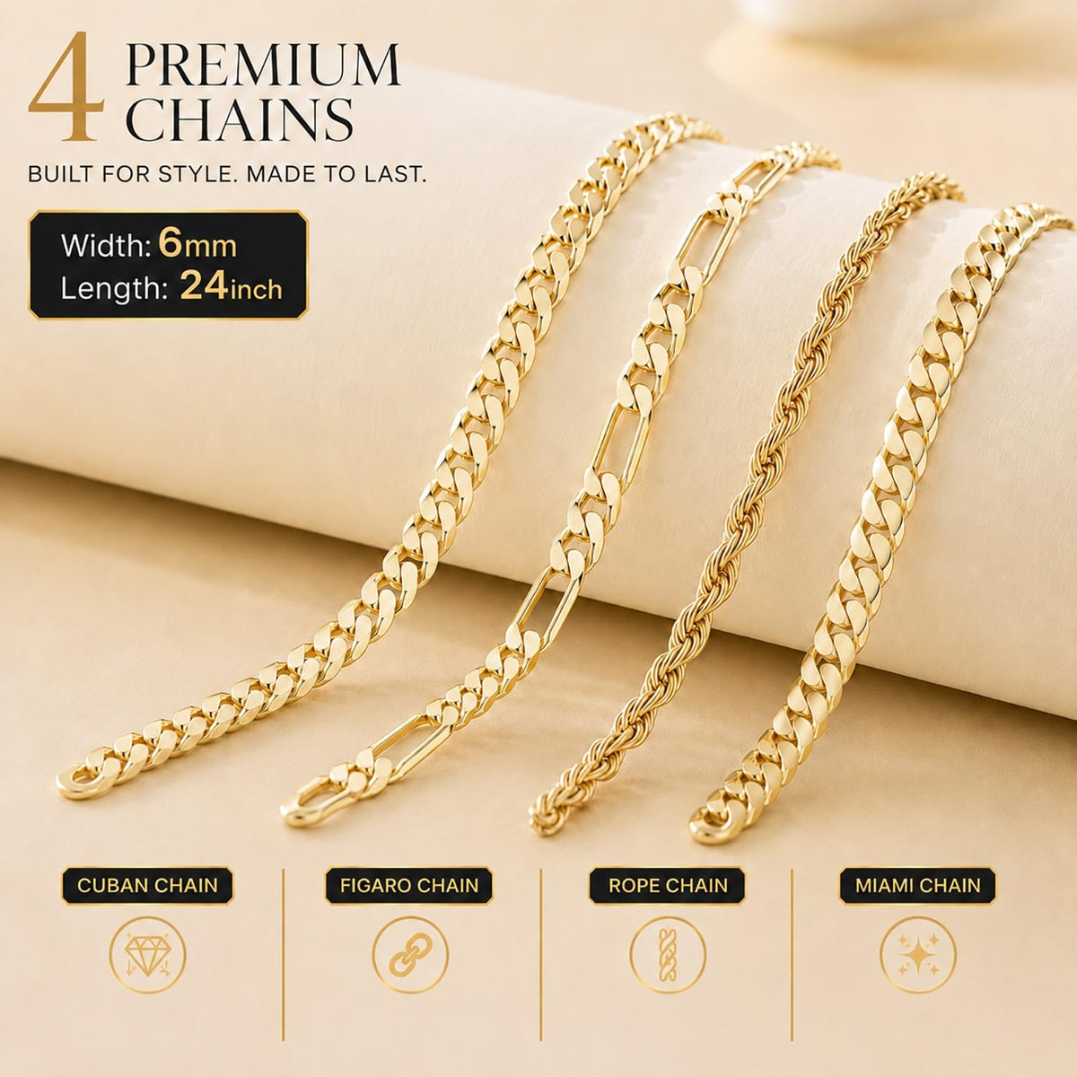 14K Gold Plated Miami Chain Cross Necklace for Men with - Holylegend Official Imagery - 6