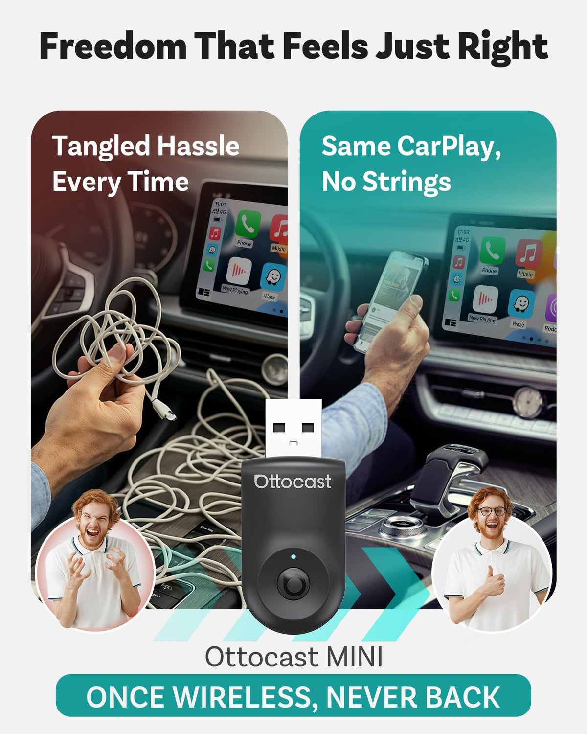 OTTOCAST Mini 2025 Wireless CarPlay Android Auto 2 in 1 - OTTOCAST Official Imagery - 8