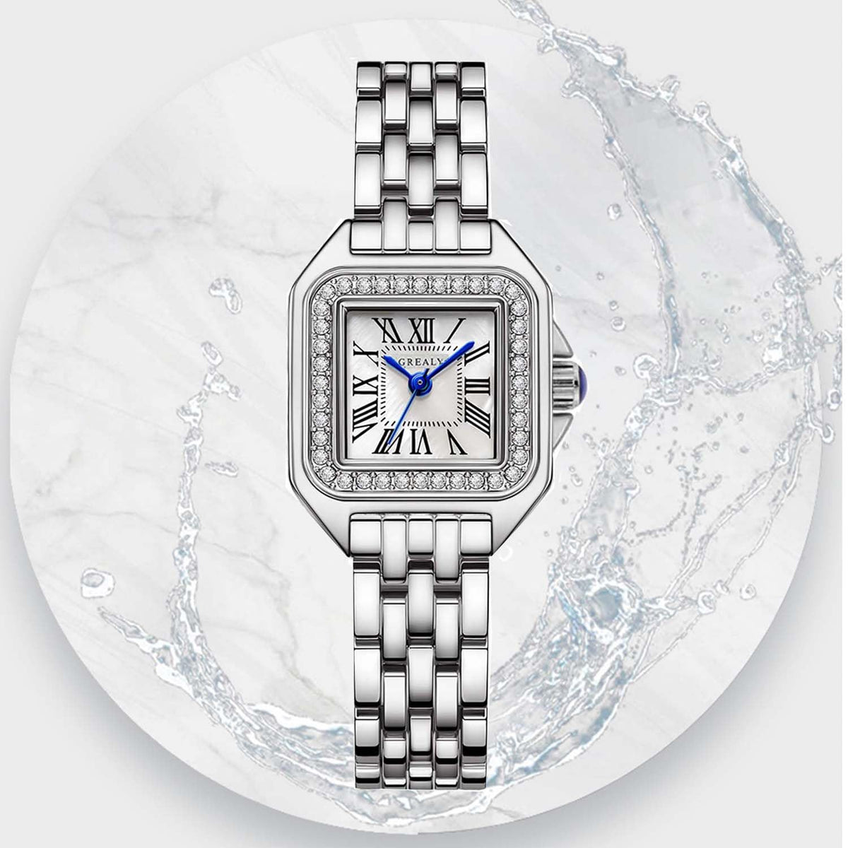 Women s Roman Dial Bangle Watch Stainless Steel Bracelet Set - Kchss Official Imagery - 4