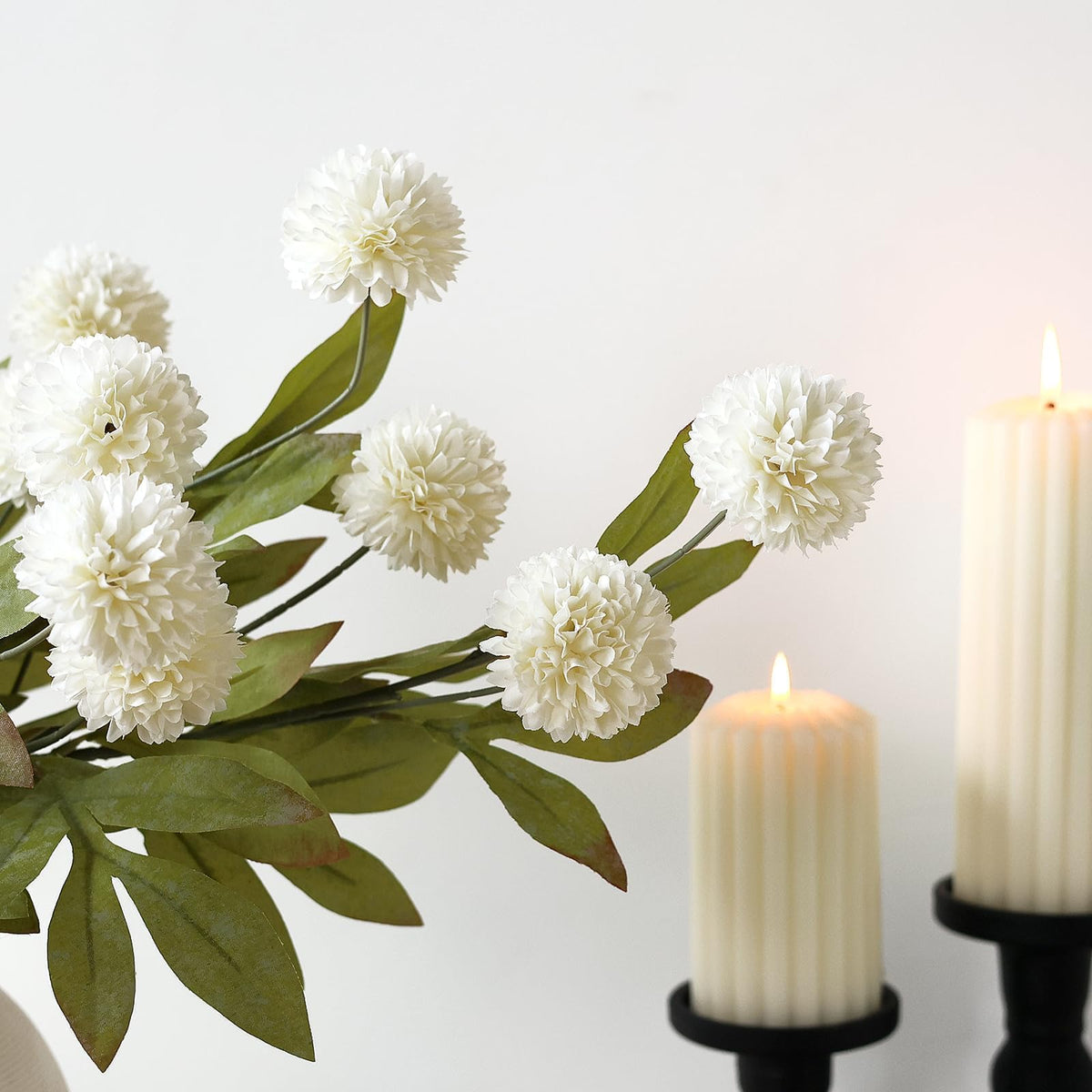 6 Pcs 27 Artificial Pompon Mum Silk Flower Stems for Vase - VIERENA Official Imagery - 4