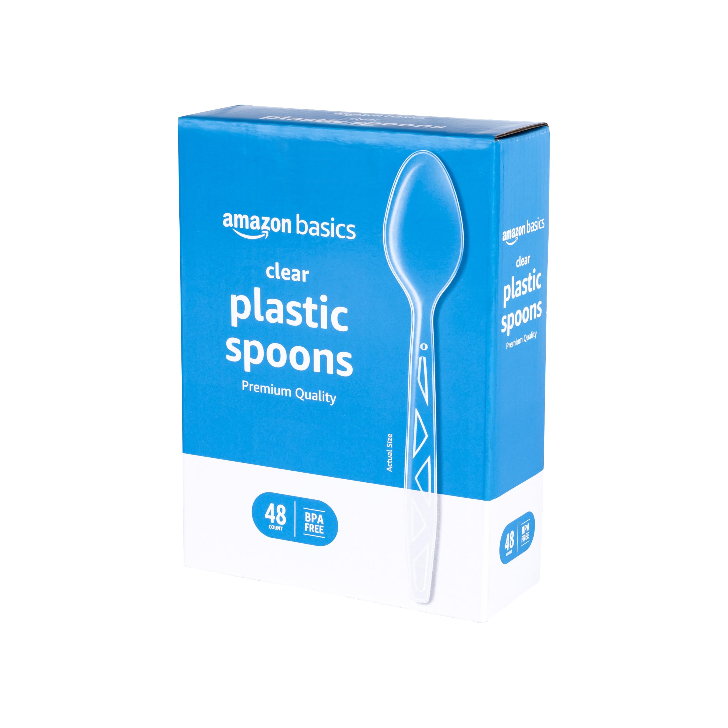 Amazon Basics Disposable Clear Plastic Spoons, Premium Quality, - Product Imagery