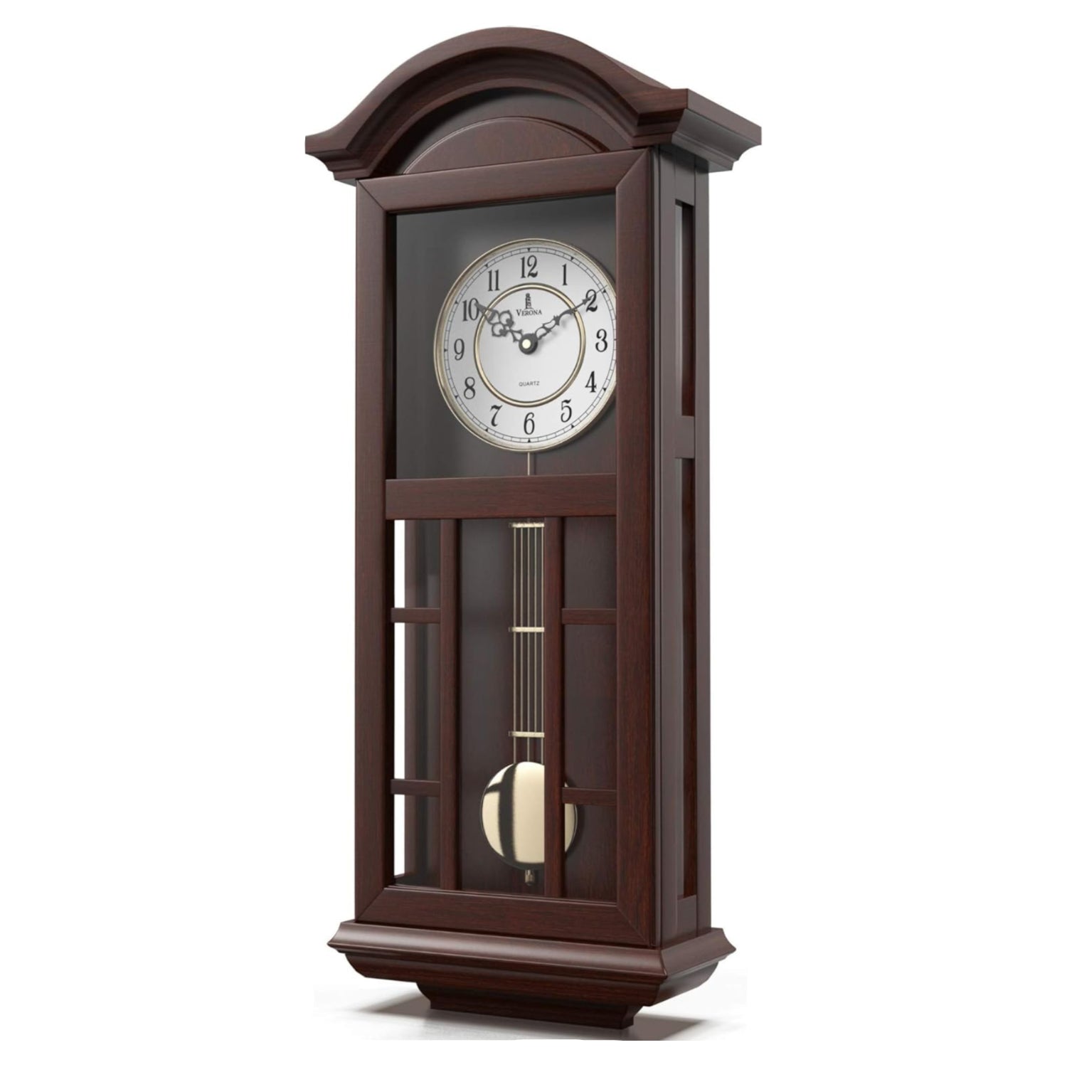 Lovely Home Essentials 27-inch wooden pendulum wall clock with classic design and hanging mechanism, ideal for traditional home decor.