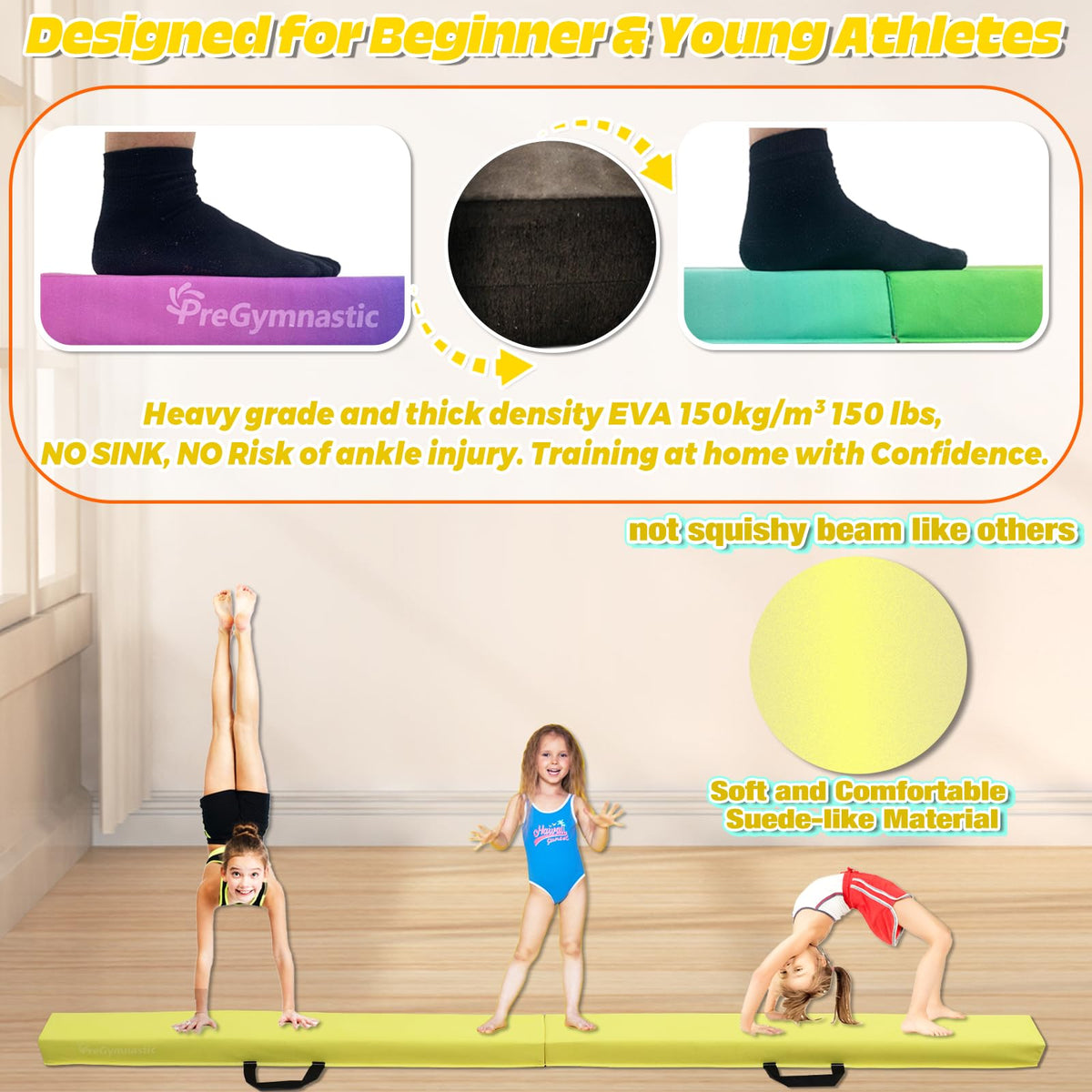 6FT 8FT 9 5FT Folding Balance Beam for Kids Ages 3 12 - PreGymnastic Official Imagery - 5