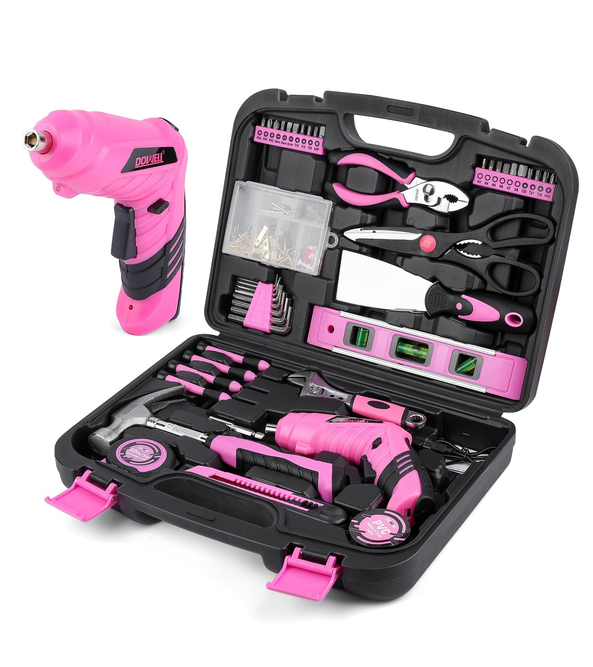 DOWELL Pink Tool Set with 3 6V Cordless Screwdriver Tool Kit - DOWELL Official Imagery - 2