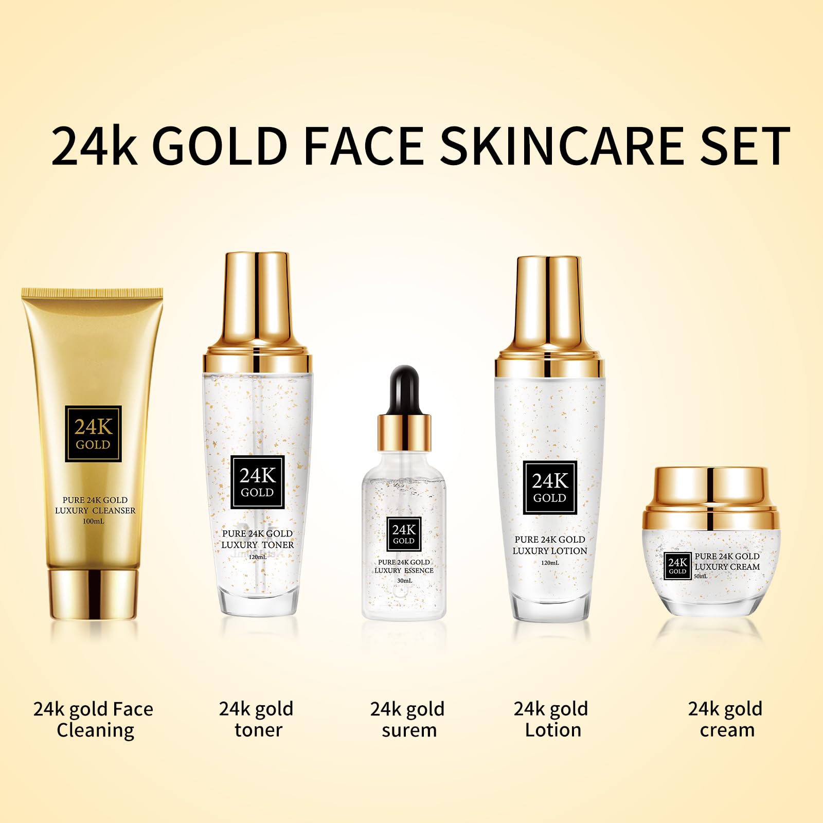 24K Gold Skincare Set,Moisturizing Face Skincare Kit 5PCS - OUPEICHARM
