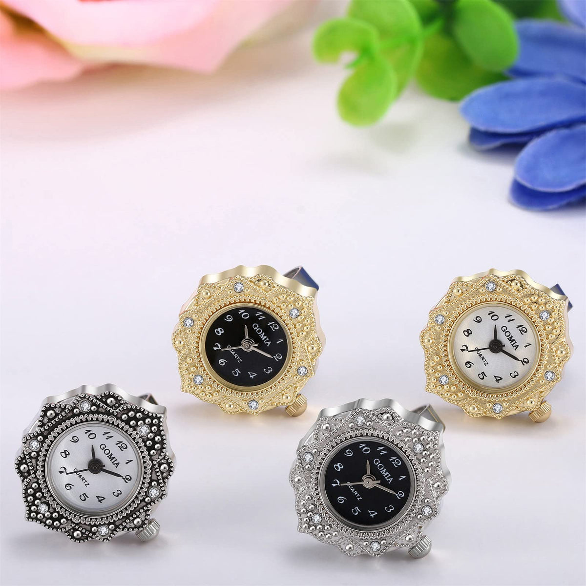 JewelryWe Novelty Finger Watch Classic Gold Silver Plated - JewelryWe Official Imagery - 3