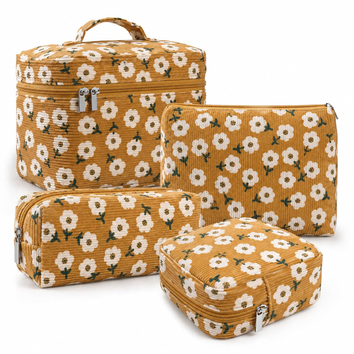 4 Pcs Makeup Bag for Women Corduroy Cosmetic Bag Aesthetic - LVWNM Official Imagery - 8