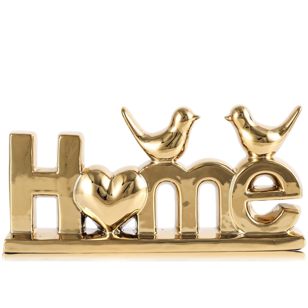 Ceramic Home Letter Sign with Bird Statues Modern White Gold - GAOSHENG Official Imagery - 8