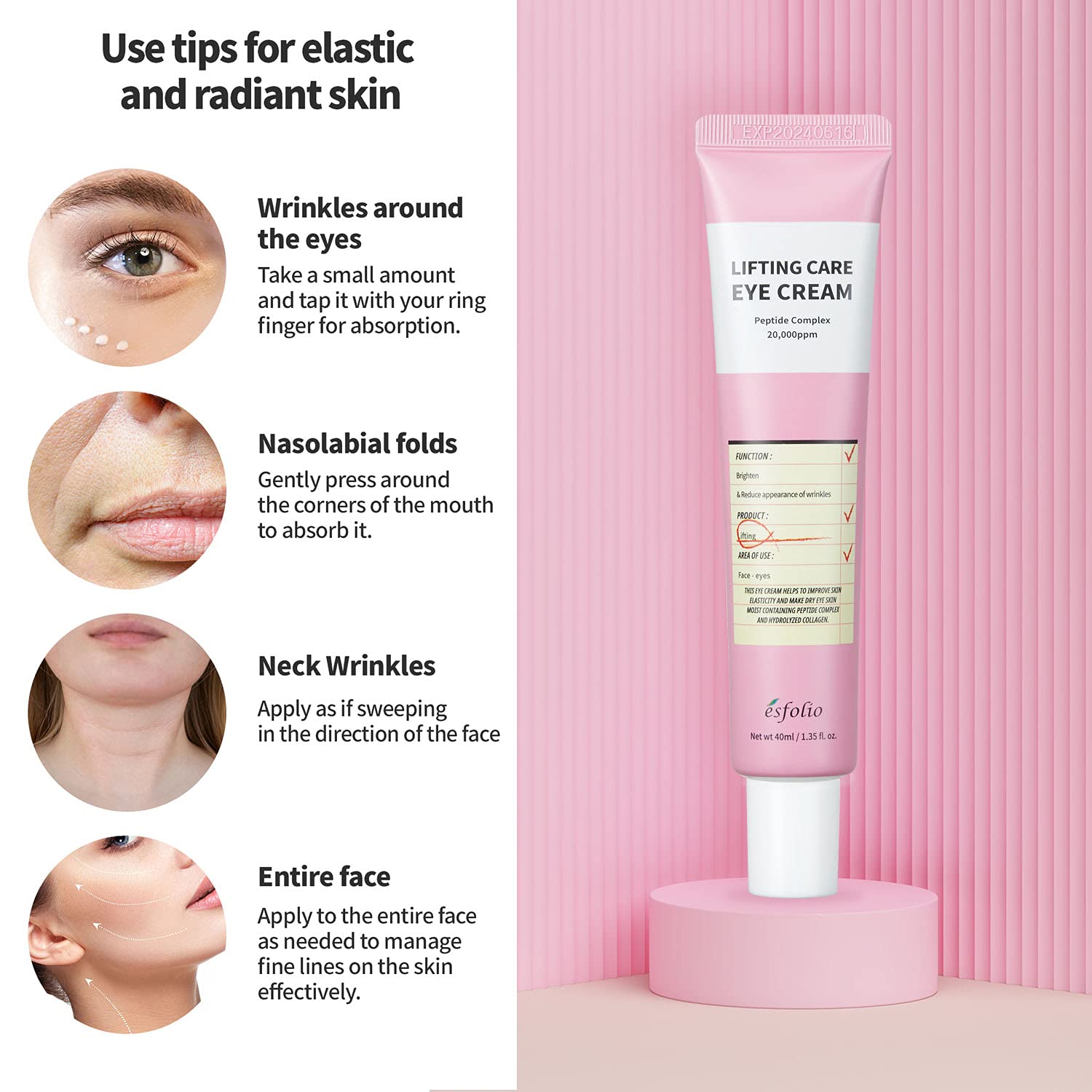 Esfolio Lifting Care Collagen &amp; Peptide Eye Cream for - esfolio