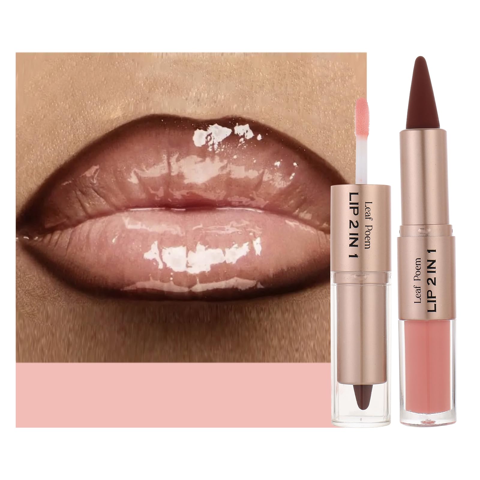 BAISEN DIARY 2PCS Lip Gloss with Brown Lip Liner Lip Combo Set – Choco - View 10
