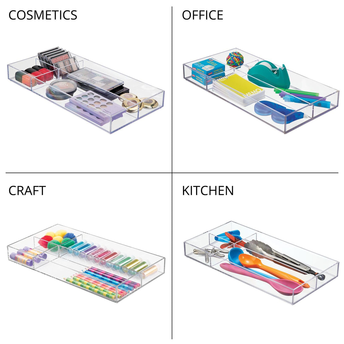 mDesign Plastic Divided Makeup Organizer Holder Tray for - mDesign Official Imagery - 8