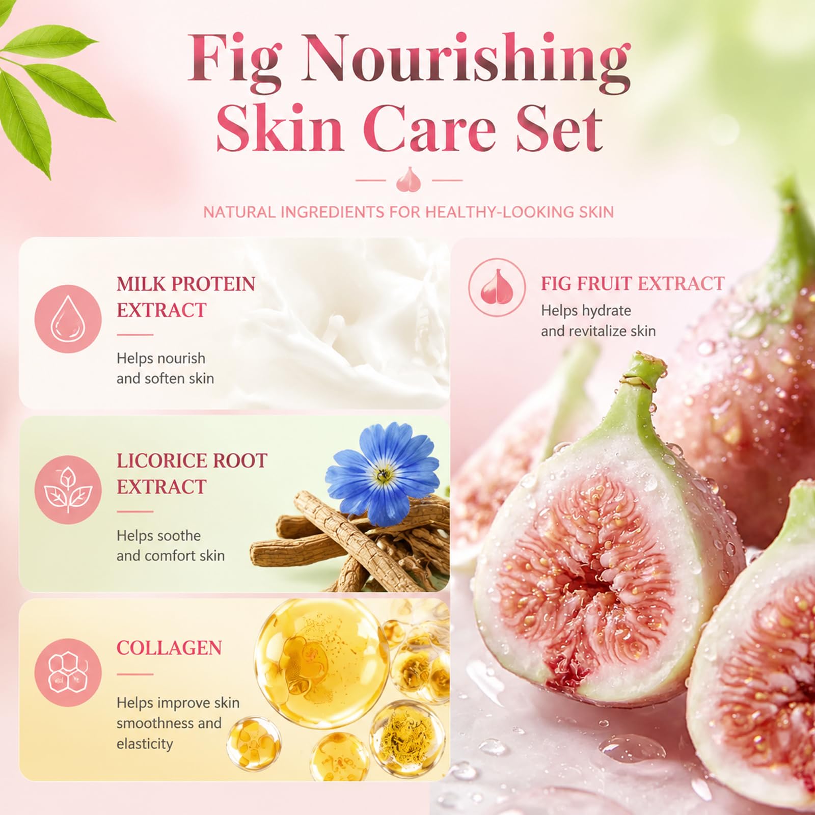 6PCS Figs Korean Skin Care Set, Moisturizing Korean Facial Kits - Jiakale