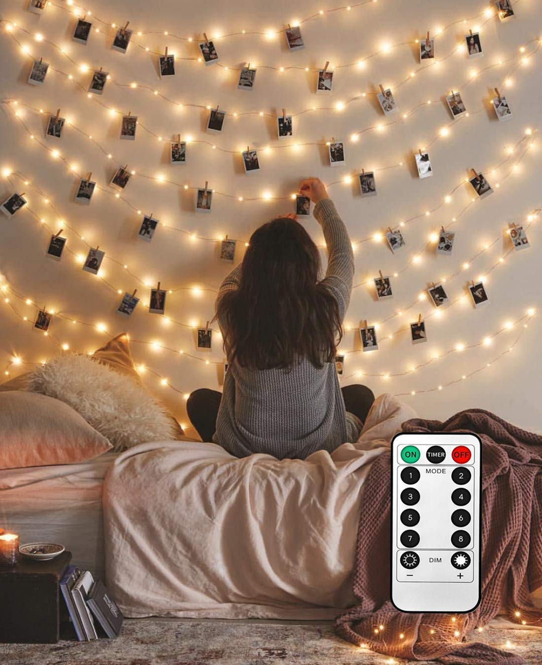 LECLSTAR 50 LED Photo Clips String Lights, 17ft with Remote - 8 Modes - View 1