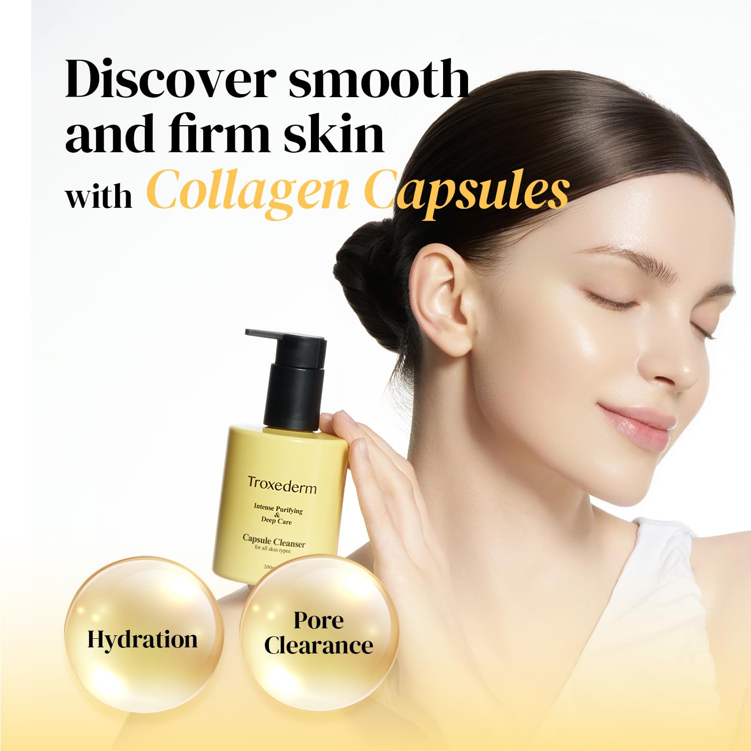 Collagen Capsule Cleanser – Korean Gel Face Wash with Peptides, - TROXEDERM