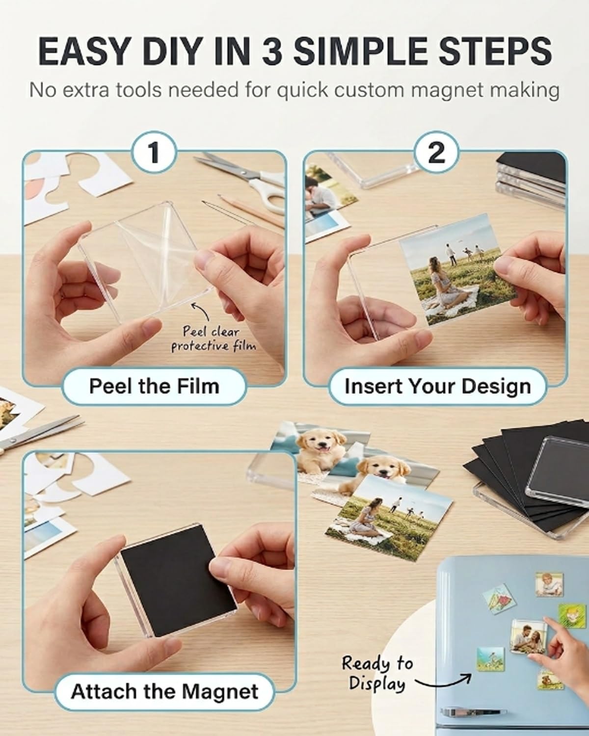 Clear Acrylic DIY Fridge Magnet Set with Adhesive Backing - XWACQFR Official Imagery - 6