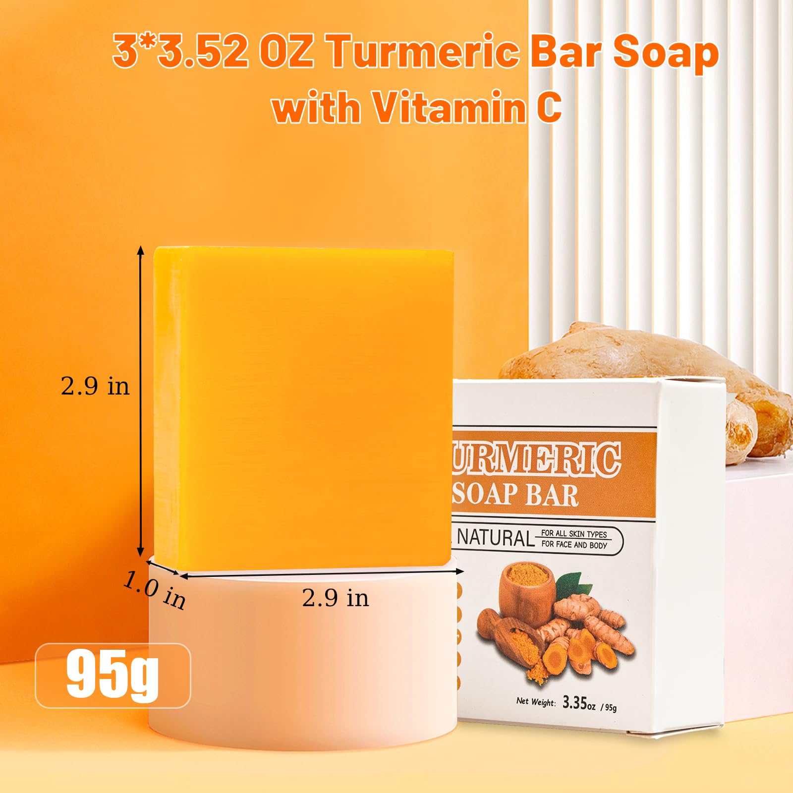 MR.A 3Packs Turmeric Soap Bar, Organic Tumeric Soap for Face and Body, Lemon - MR.A Official Product View 7