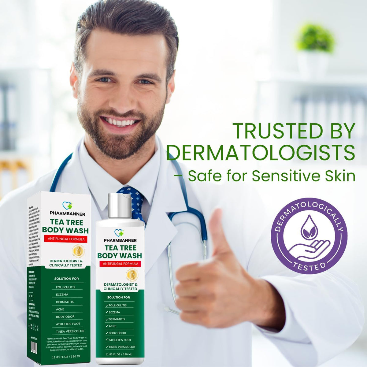 PHARMBANNER Tea Tree Antifungal Body Wash Soothes - PHARMBANNER Official Imagery - 5