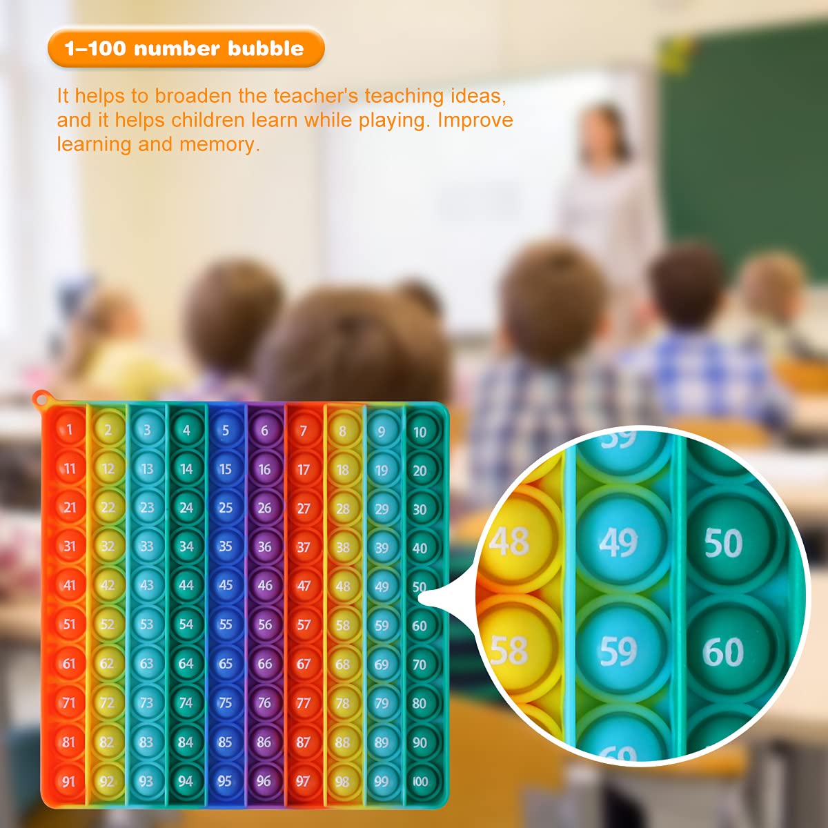 AK-SHIP 7.8in Big Size P0pp Math Toys , Rainbow Square Fidget Tto - AK-SHIP Official Product View 7