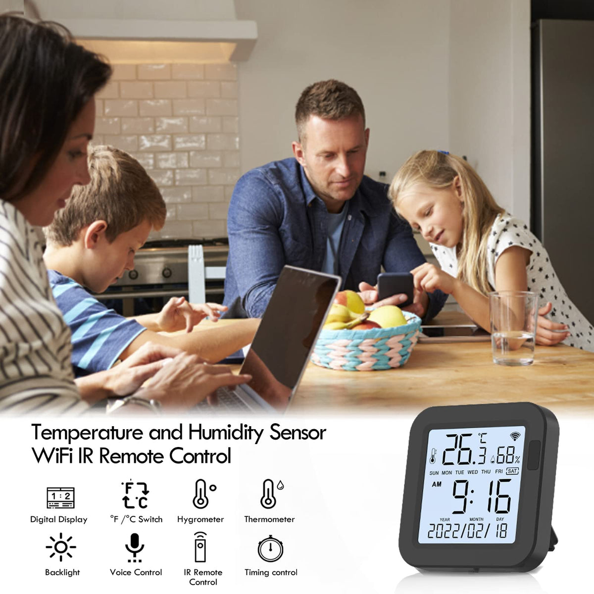 eMylo WiFi Thermometer Hygrometer Smart IR Remote Digital - Yasorn Official Imagery - 3