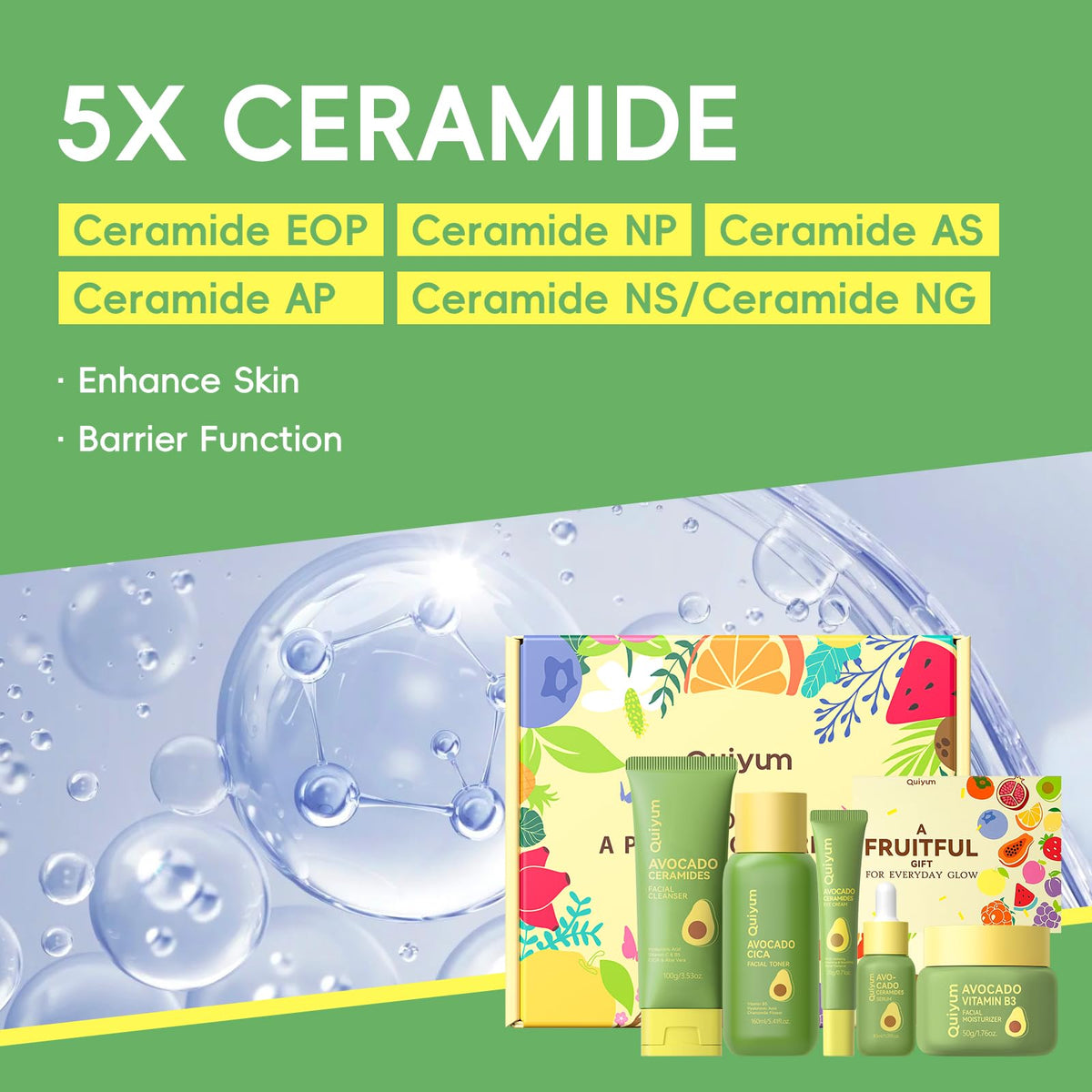 Avocado CICA 5 Step Face Skincare Routine Kit for Women Teen - QUIYUM Official Imagery - 7