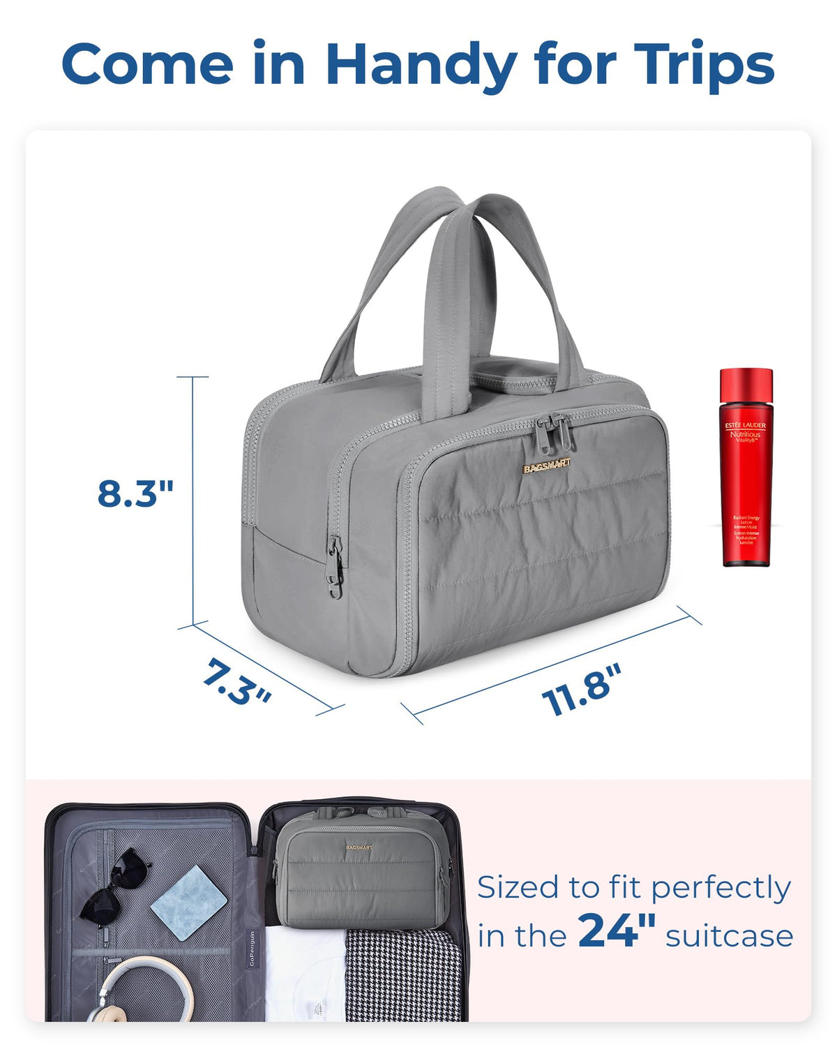 BAGSMART Travel Toiletry Bag Lightweight Large Wide open - BAGSMART Official Imagery - 3