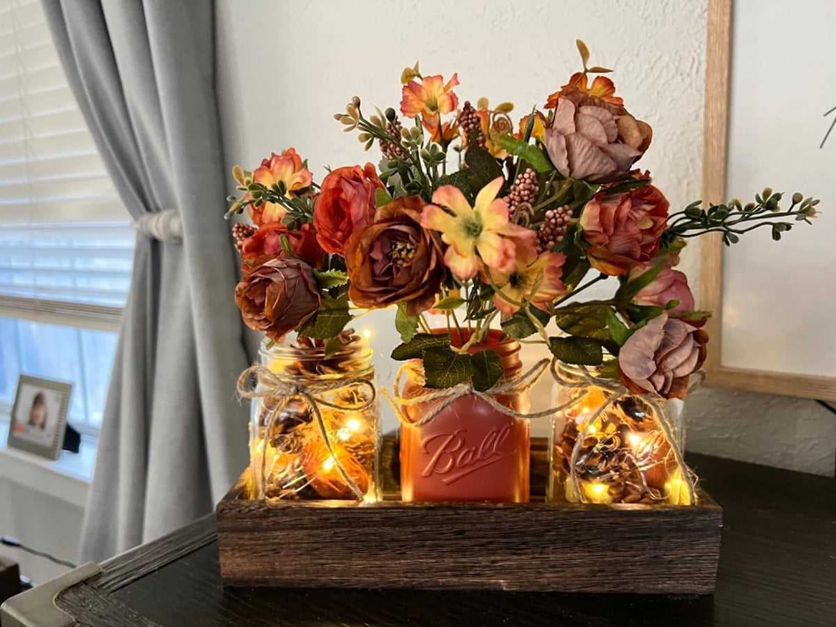 3 Pcs Mason Jar Centerpiece Table Decorations for Dining - DUOER Official Imagery - 7