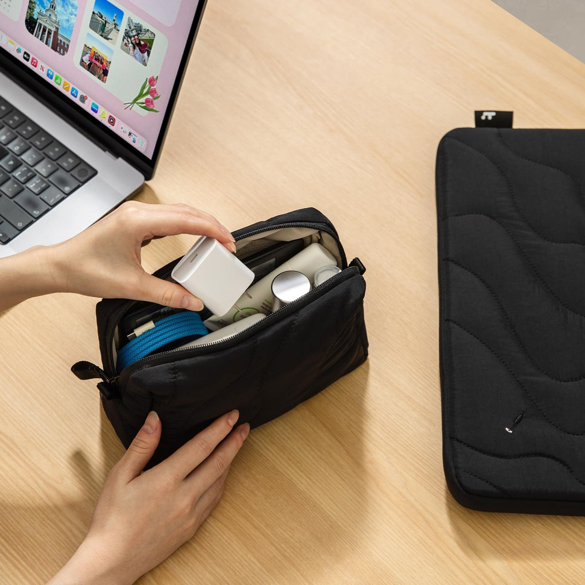 tomtoc Electronics Organizer Travel Case Soft Puffy - tomtoc Official Imagery - 7