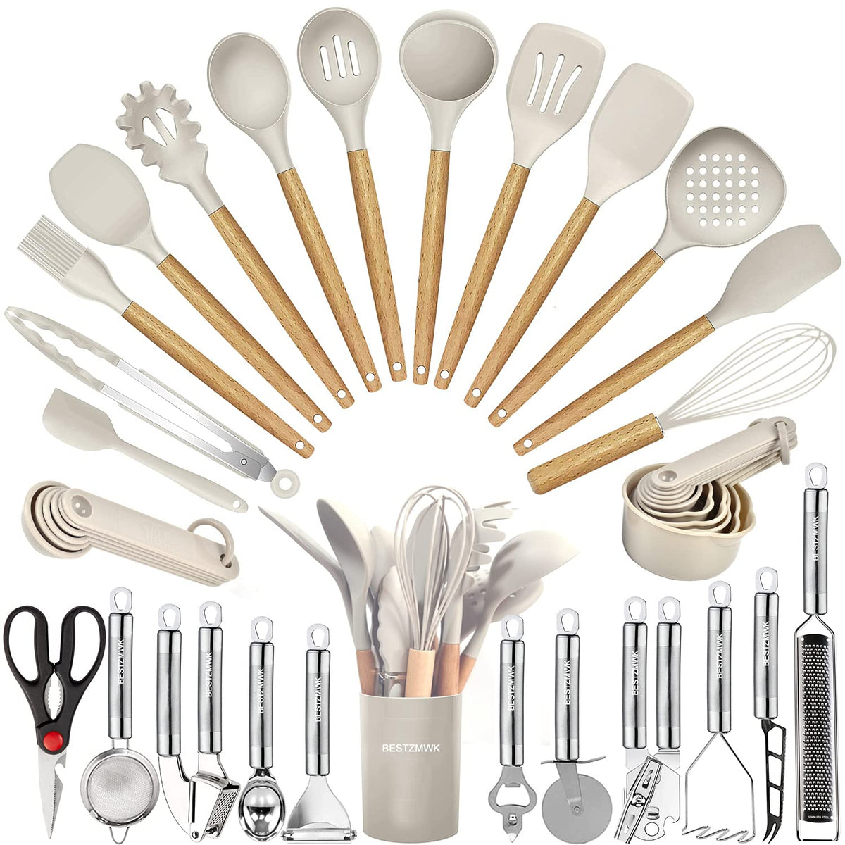 Kitchen Utensils Set 35 PCs Cooking Utensils with Grater - BESTZMWK Official Imagery - 1