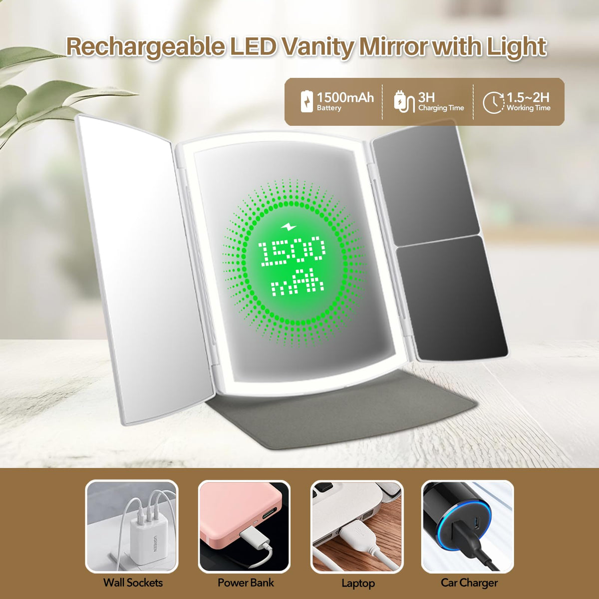 Makeup Mirror Vanity Mirror with Lights 2X 5X Snow White - WIZCHARK Official Imagery - 5