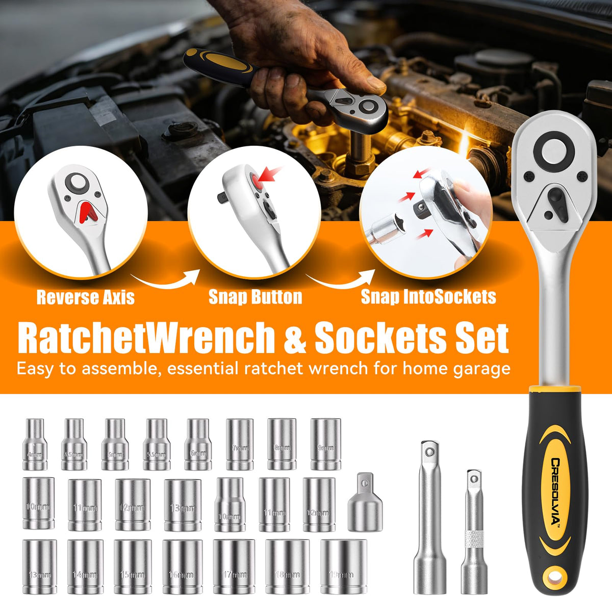 199 Piece Tool Kit for Home General Household Auto Repair - CRESOLVIA Official Imagery - 8