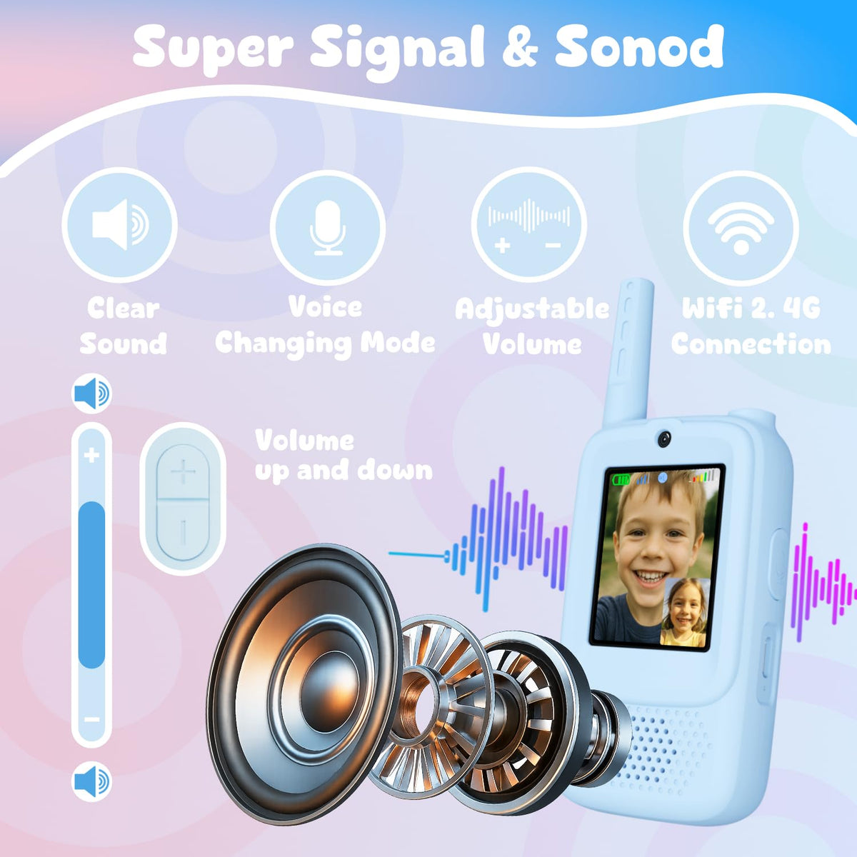 Video Walkie Talkies for Kids Handheld 2 Pack Rechargeable - ANBURI Official Imagery - 5
