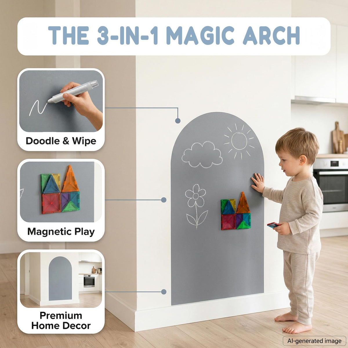 Small Magnetic Wall Decal Focused Montessori Play Starts - Qiytecno Official Imagery - 5