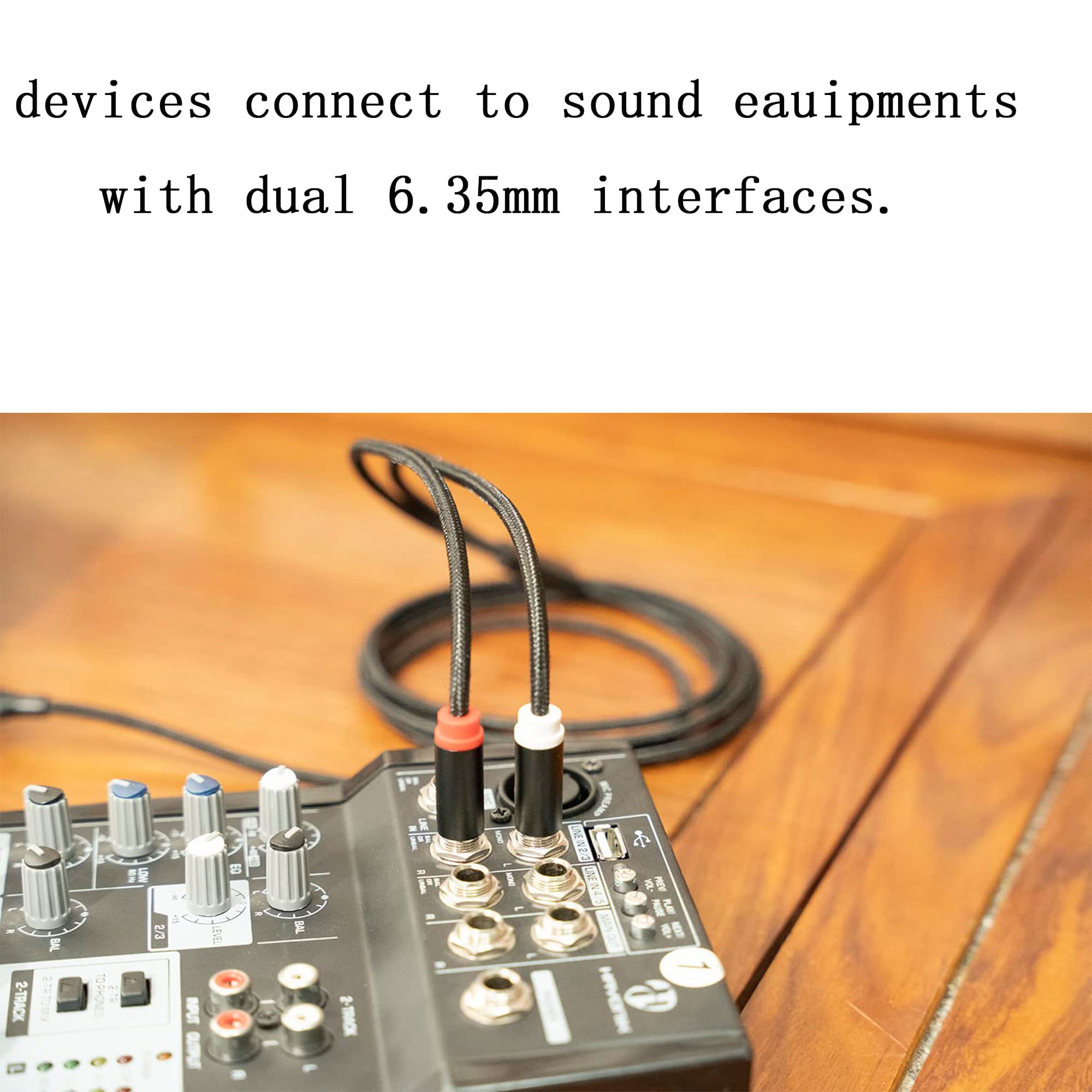 Seefeful   USB C to Dual 6.35mm 1/4 inch Stereo Splitter Y Cable, by Seefeful - Angle View 6