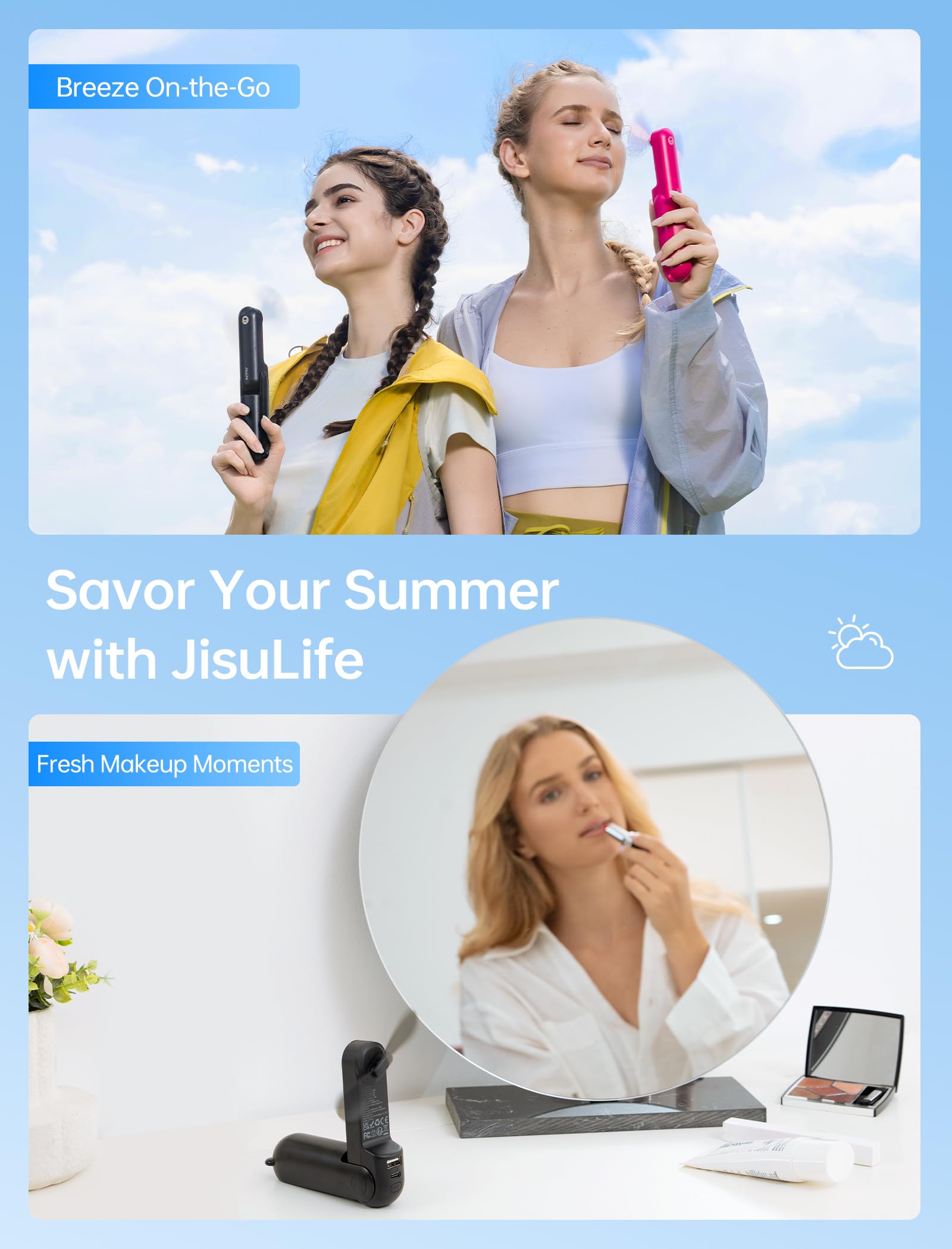 JISULIFE 3 IN 1 Portable Fan with Power Bank & Flashlight Featured - JISULIFE Official Product View 6