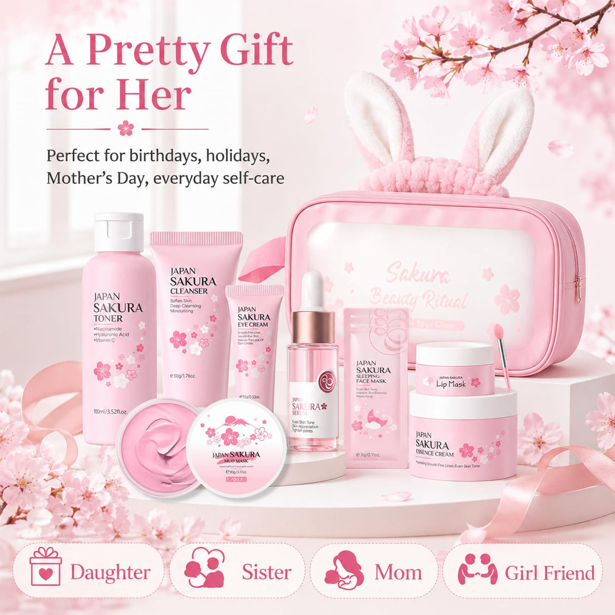 Sakura Skin Care Set for Kids Teen Girls Birthday Christmas - ZARICS Official Imagery - 5