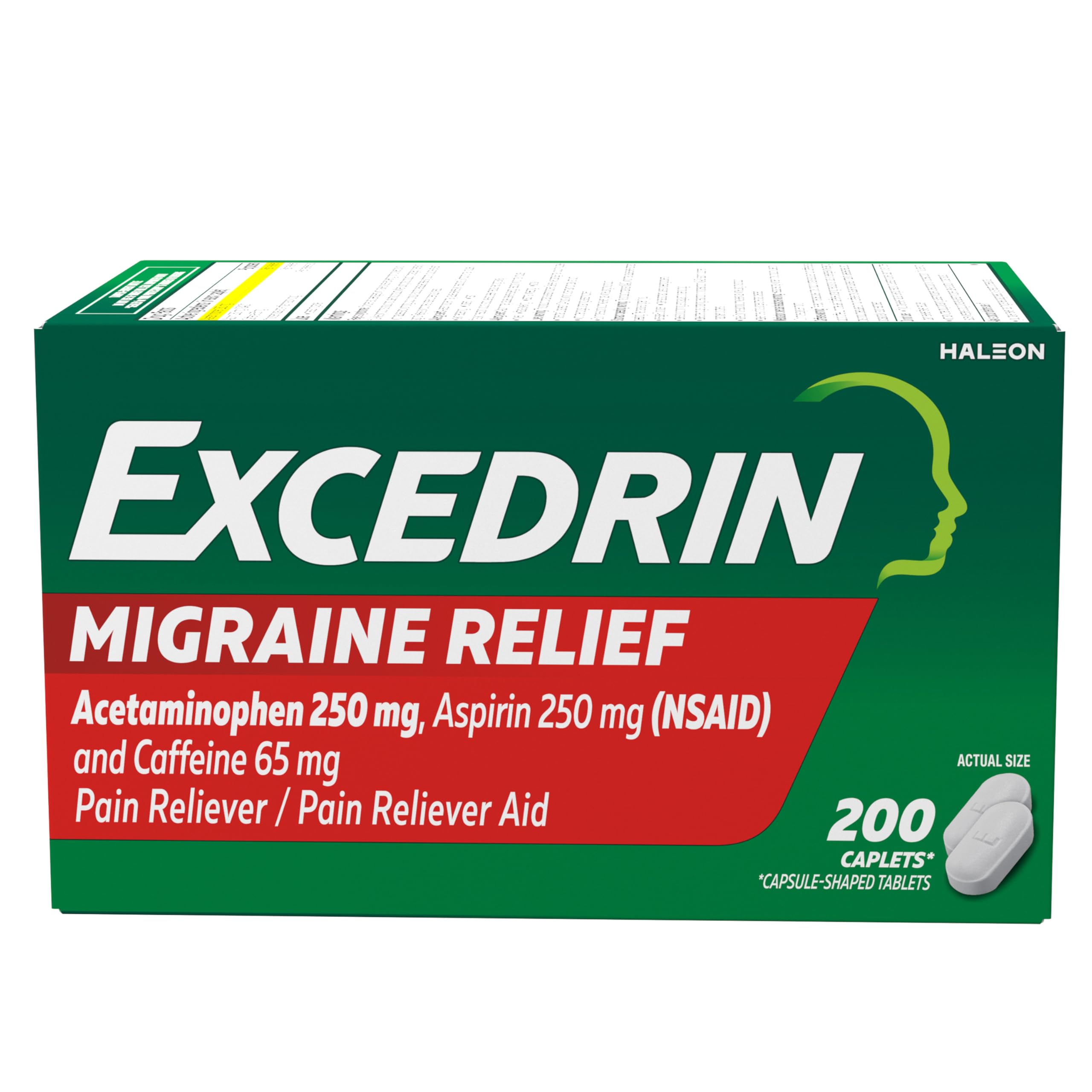 Excedrin Migraine Relief Caplets to Alleviate Migraine Symptoms, 200 count
