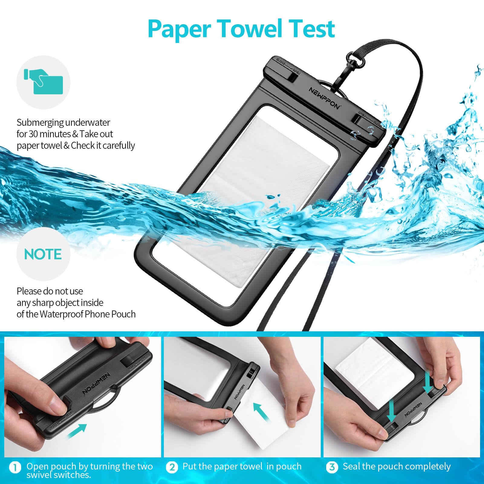 6 Pack 8.5" Waterproof Cell Phone Pouch - newppon Official Product View 6