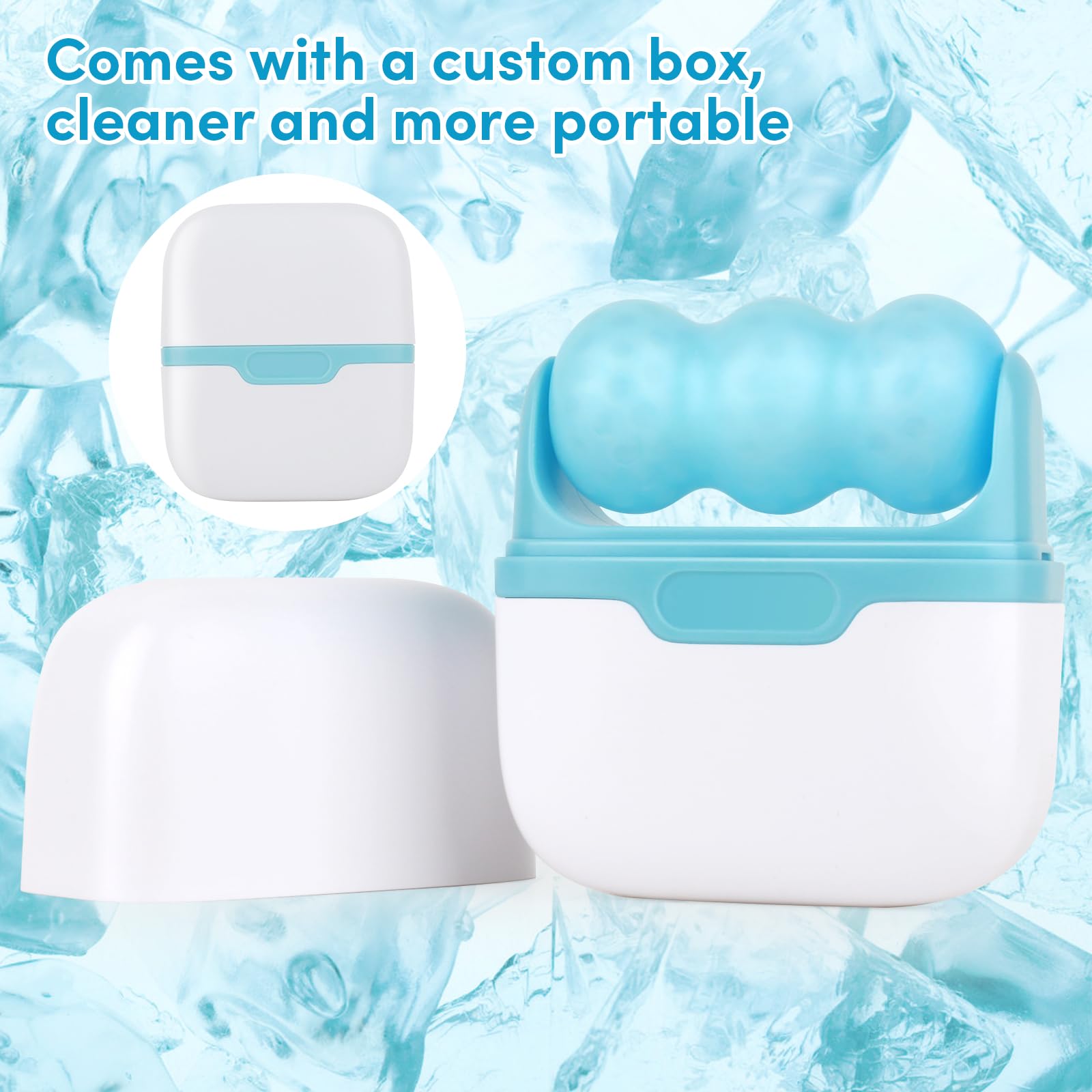 Fronnor Ice Roller face and eye cooling massager with a handle, designed for facial skincare and soothing eye puffiness.