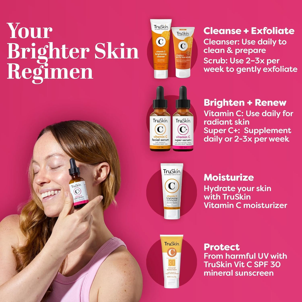 TruSkin Vitamin C Super Serum for Face 5 Skin Benefits 1 fl - TruSkin Official Imagery - 6
