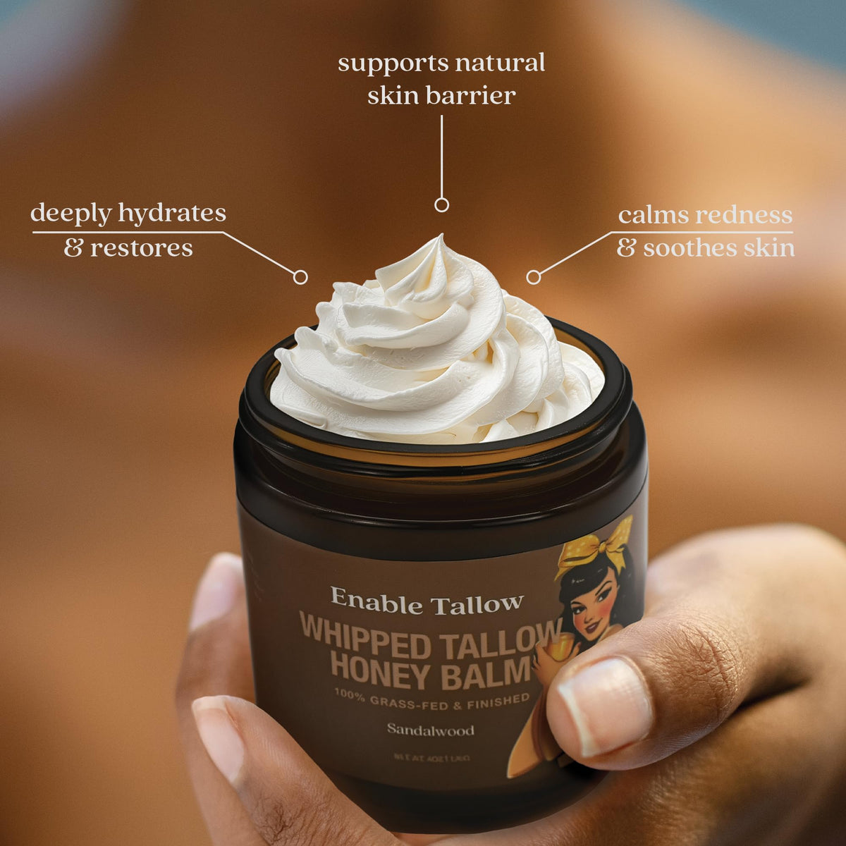 Face Body Cream Whipped Beef Tallow Manuka Honey Balm for - Enable Tallow Official Imagery - 4