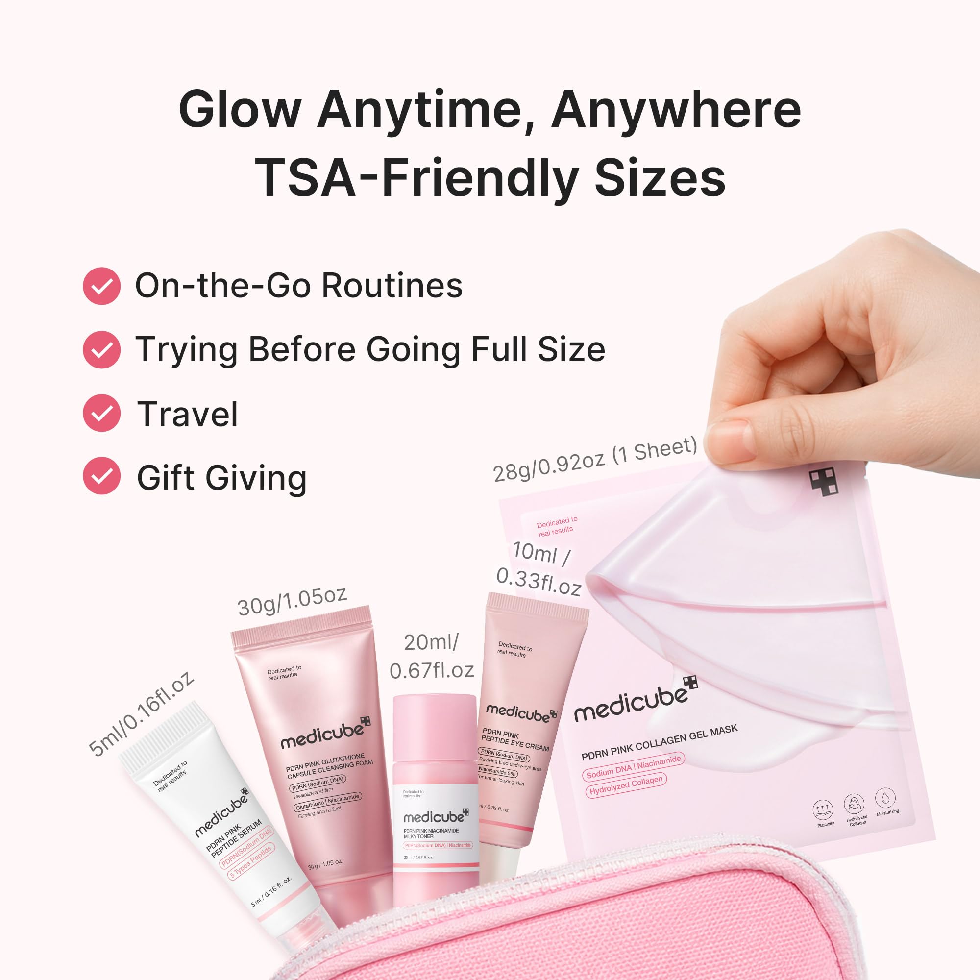 medicube PDRN Glow Essentials Kit, Mini Skincare Travel Set, - medicube