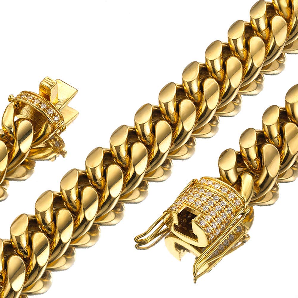Mens Cuban Link Chain 15mm Premium Stainless Steel Miami - Jxlepe Official Imagery - 1