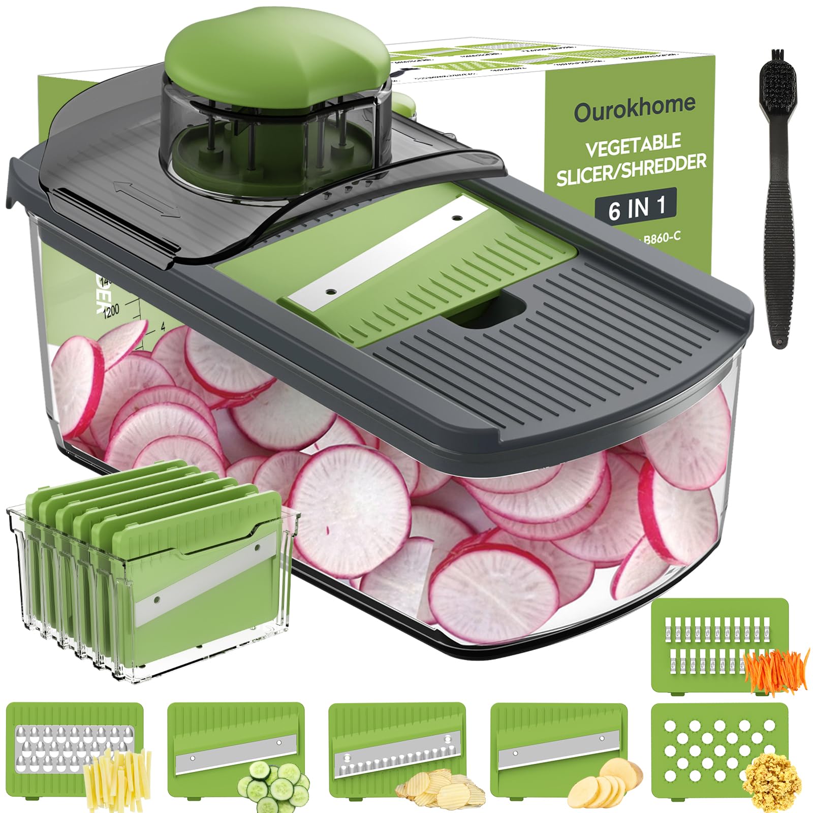 Ourokhome Mandolin Slicer for Kitchen Food, Hand Safe Vegetable S by Ourokhome - Angle View 1