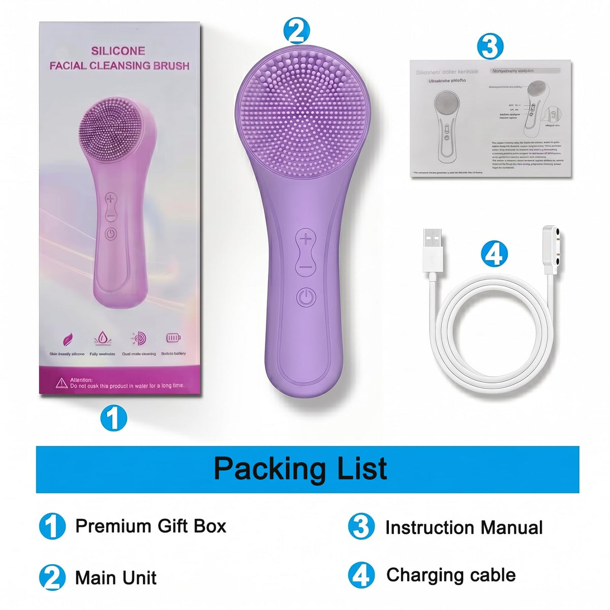 Silicone Facial Cleansing Brush 2 in 1 Rechargeable Face - Yevsinbay Official Imagery - 7