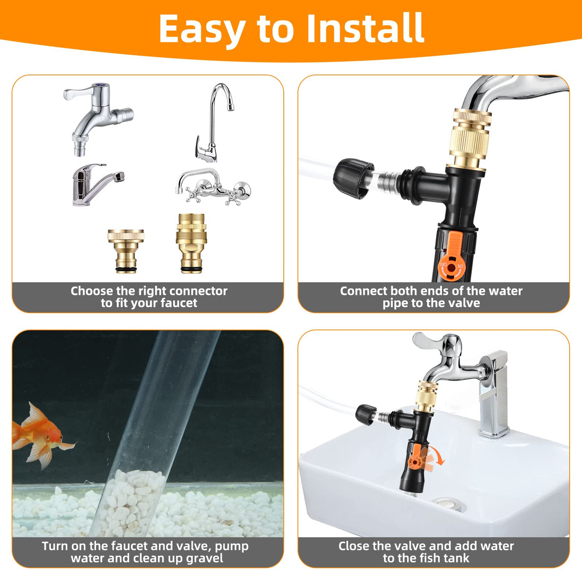 Gravel Vacuum for Aquarium Water Changer Fish Tank Cleaning - enomol Official Imagery - 4