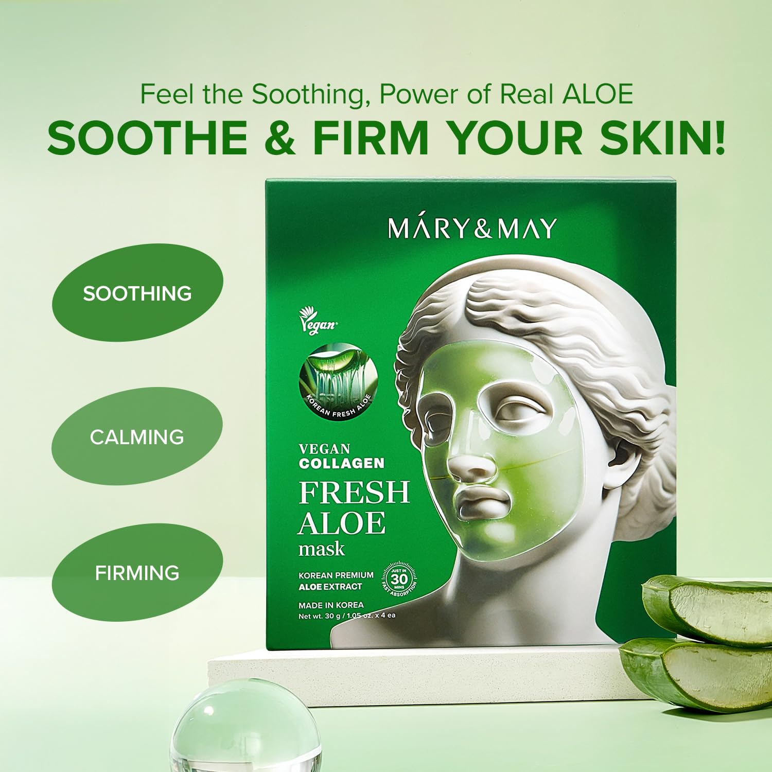 Mary&amp;May Fresh Aloe Cooling Hydrogel Mask, 4 Sheets - Mary&amp;May