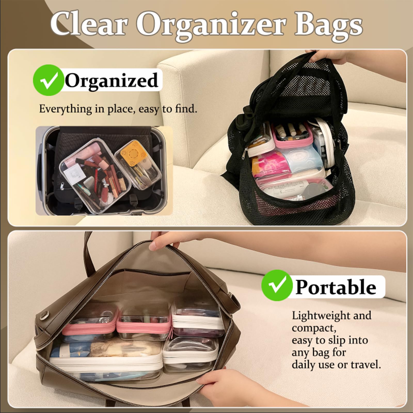 4 pcs Clear Zipper Pouches,Hard Shell Zipper Case - WELPIRT Official Product View 3