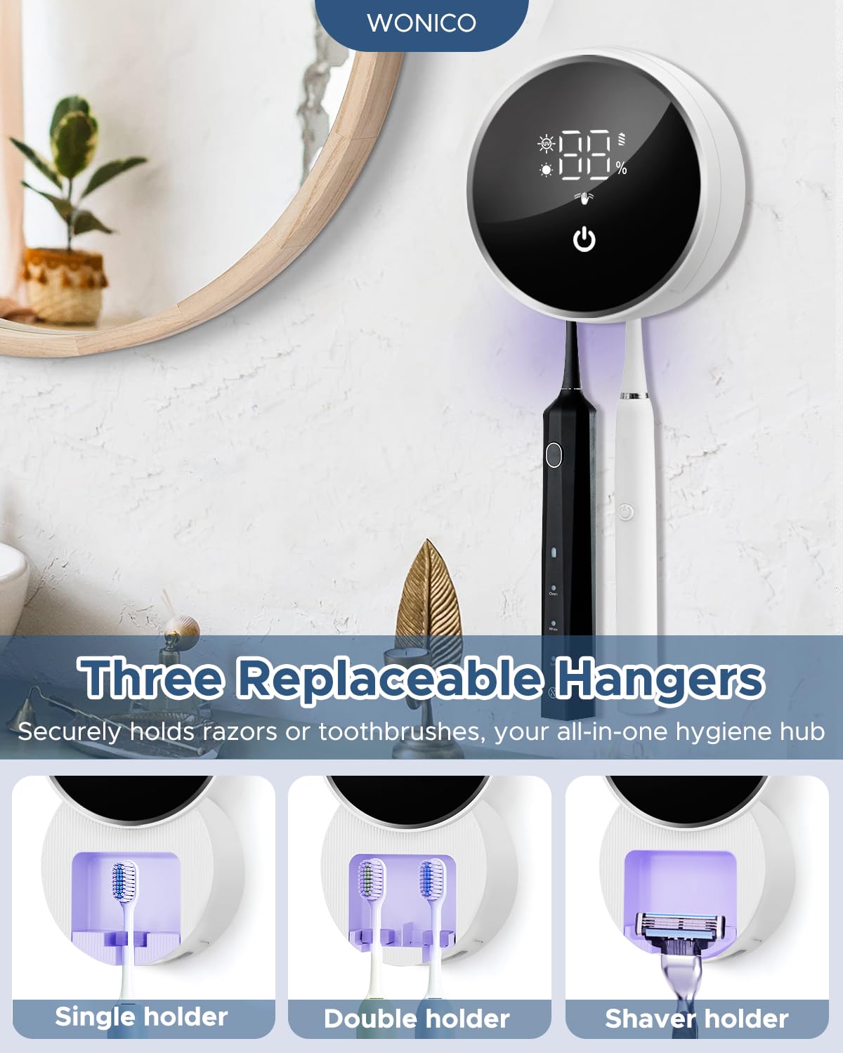 UV Toothbrush Sanitizer and Holder, WONICO Smart Tooth Brush Hold - WONICO Official Product View 9